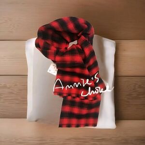 ZARA Women's Soft Plaid Scarves(Red+Black, Size:M)